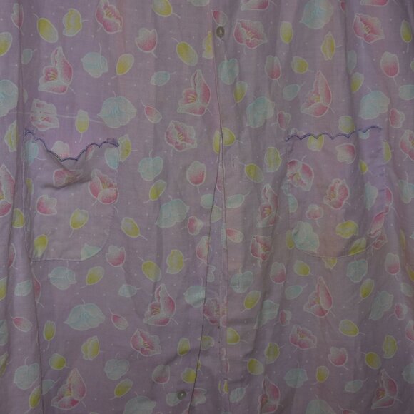 Vintage purple floral and embroidered bird button-down nightgown Private touches - Picture 5 of 8